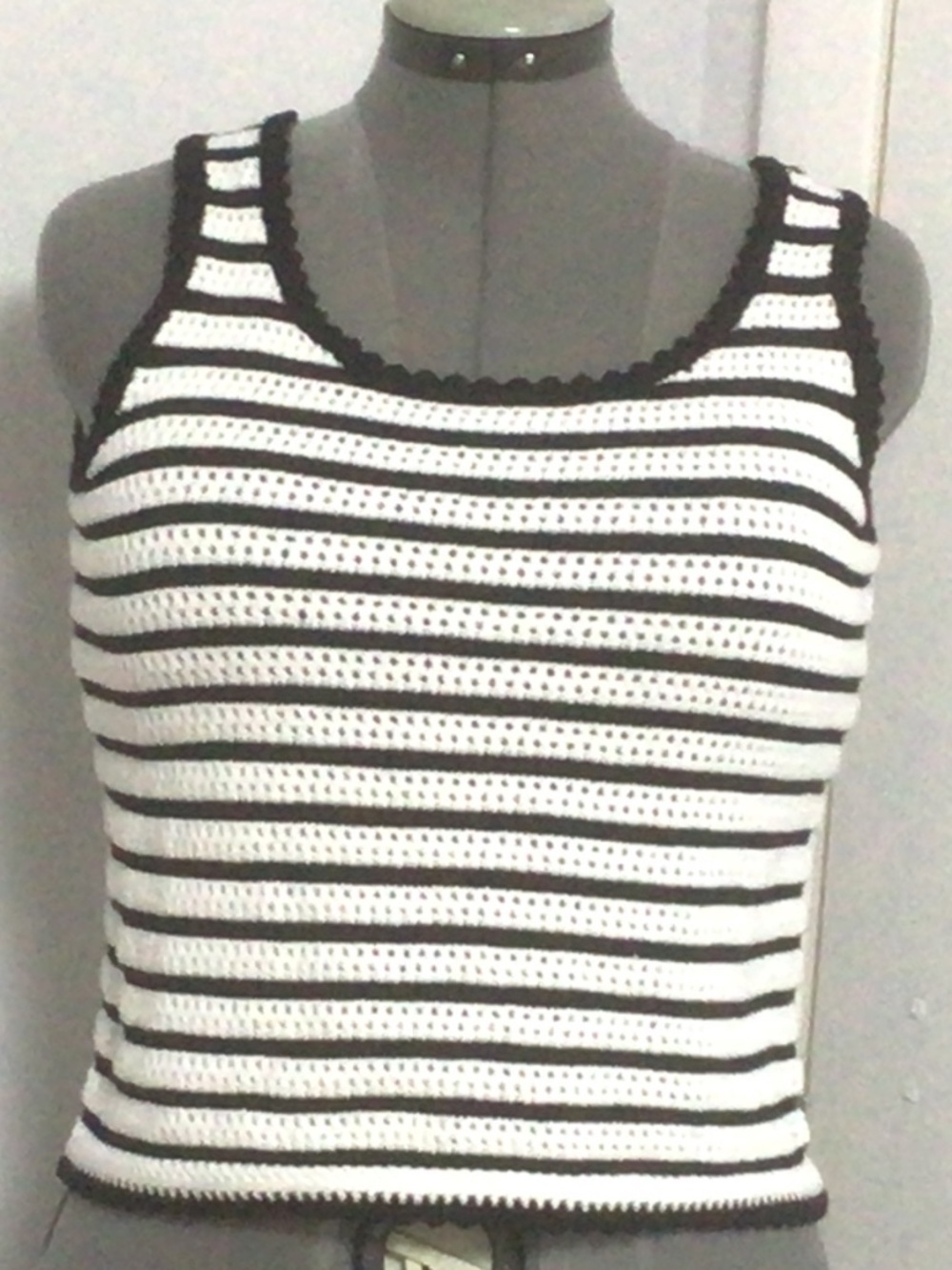 Ellie Tahari Cropped Striped Knitted Tank